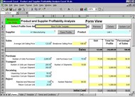 Product and Supplier Profitability Excel screenshot